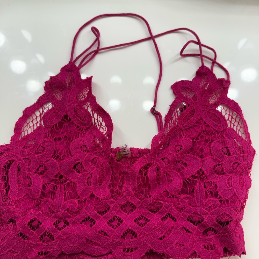 Free People Floral Lace Bralette in Magenta